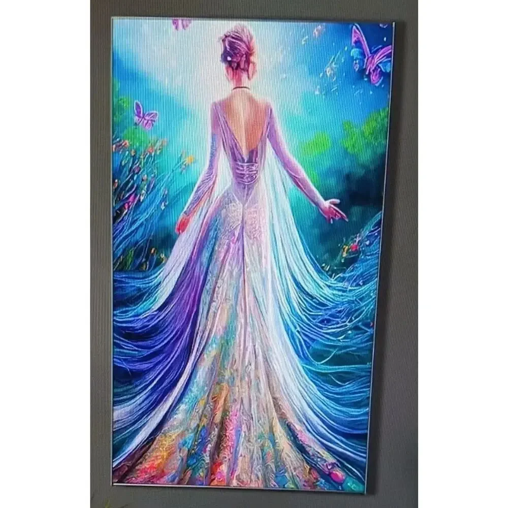 Beautiful Woman in Flowered Gown 5D Diamond Painting Kit Round Drill 30x40cm NEW